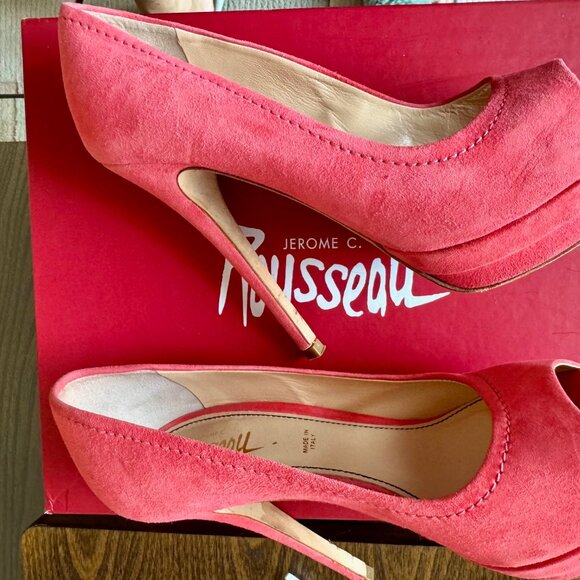 Jerome C. Rousseau high heel coral suede pumps 38.5 (US size 8.5-9) - Picture 4 of 10